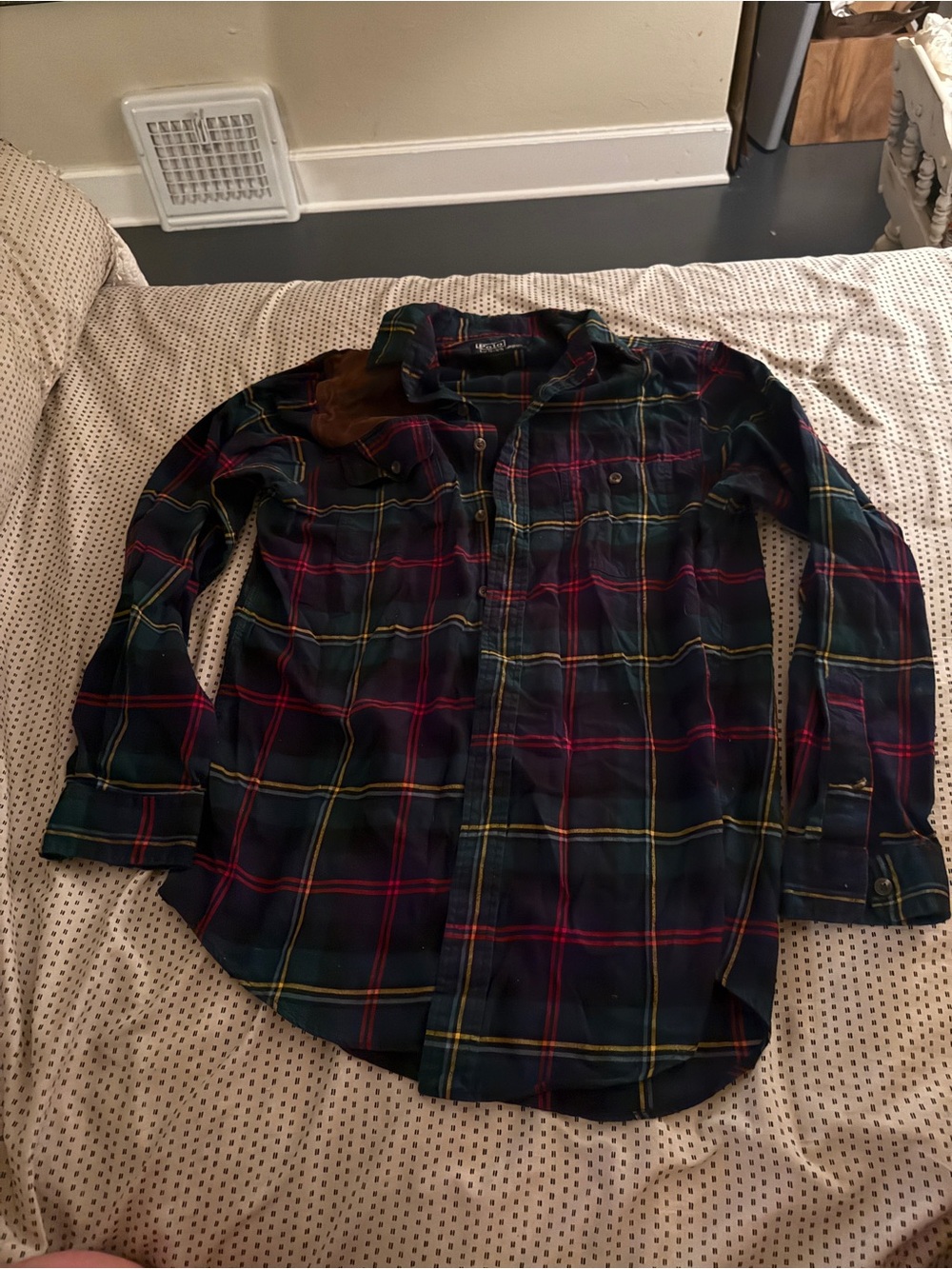 Polo by Ralph Lauren Men's Navy Green Plaid Button-Down Shirt